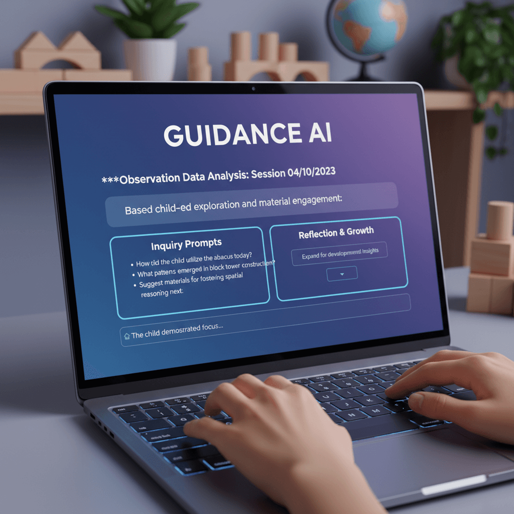 A futuristic but grounded aesthetic medium shot of a laptop screen displaying an AI assistant chat interface.
